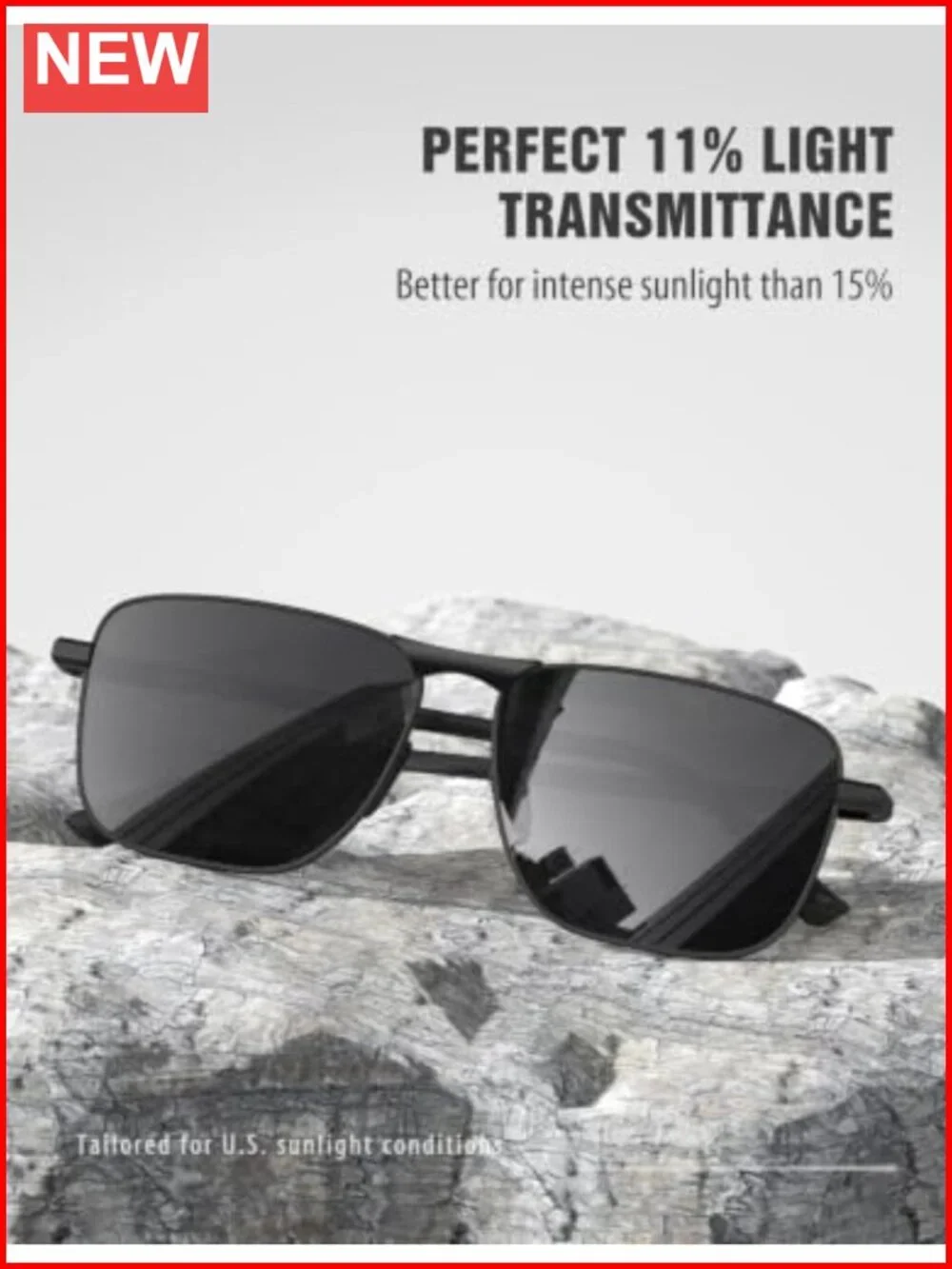 Rectangular Polarized Aviator Sunglasses UV400 Protection Stainless Steel